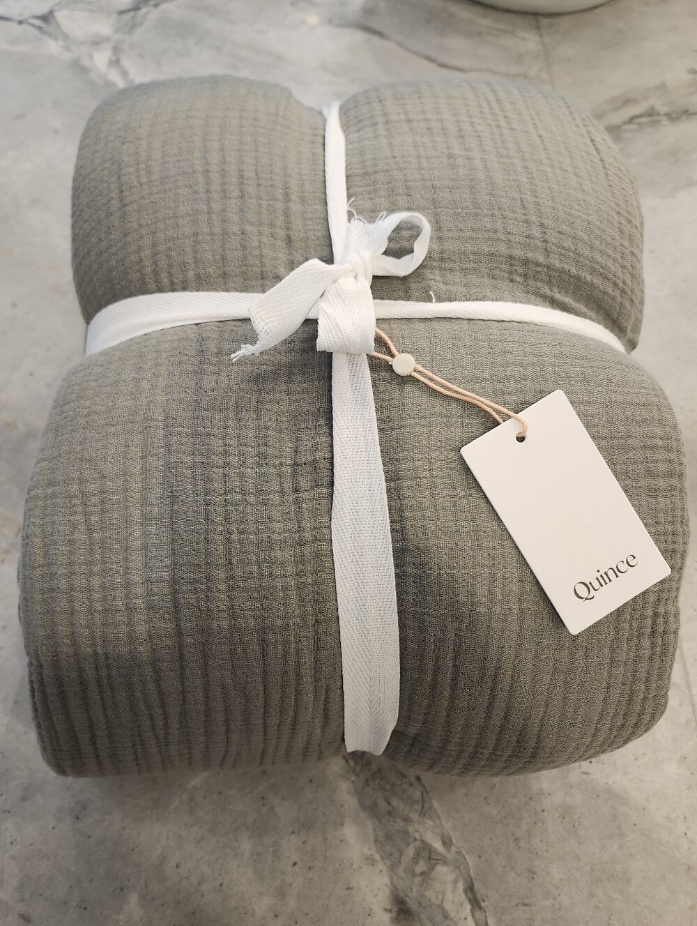 NWT Quince Organic Cotton Gauze Duvet Cover Set Queen Dried Sage - Picture 8 of 10